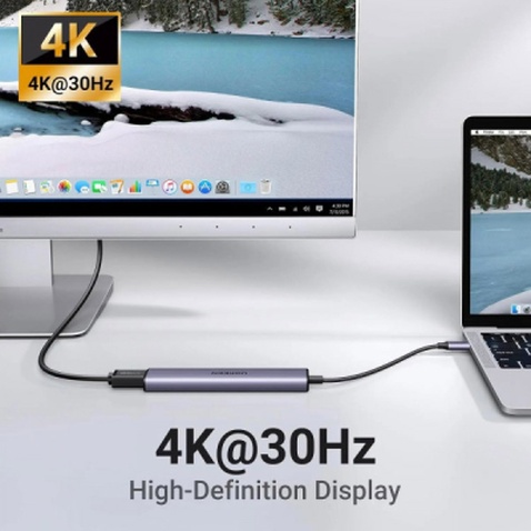 Порт-реплікатор Ugreen CM478 USB Type-C HDMI, USB/3.0, Type-C for charging PD/100W (15495)