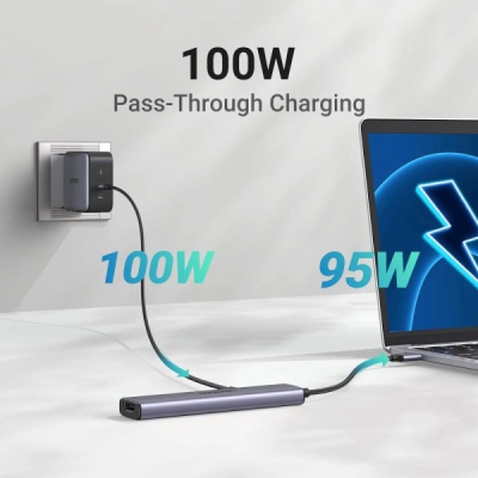 Порт-реплікатор Ugreen CM478 USB Type-C HDMI, USB/3.0, Type-C for charging PD/100W (15495)