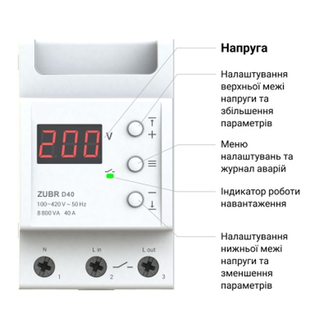 Реле напруги ZUBR D40 (4820120220425)