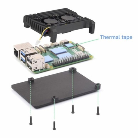 Корпус до промислового ПК KUONGSHUN for Raspberry Pi 5 Alu 2 fans (RA787)