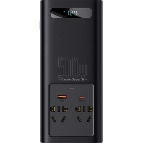 Автомобільний інвертор 12V/220V 500W Super Si Power Inverter CN/EU Black Baseus (CGNB000101)