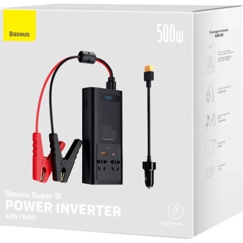 Автомобільний інвертор 12V/220V 500W Super Si Power Inverter CN/EU Black Baseus (CGNB000101)