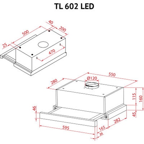 Витяжка кухонна Perfelli TL 602 BL LED