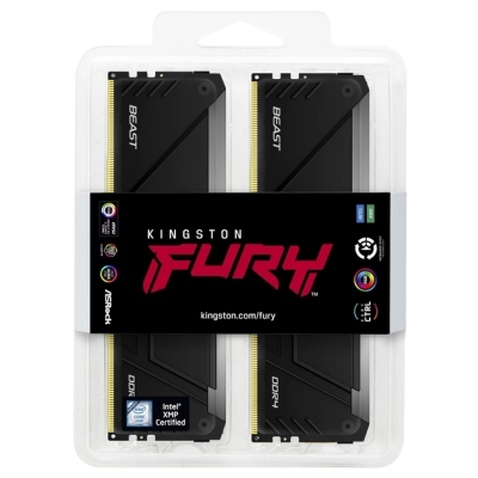 Модуль пам'яті для комп'ютера DDR4 16GB (2x8GB) 3200 MHz Beast Black Kingston Fury (ex.HyperX) (KF432C16BB2AK2/16WP)