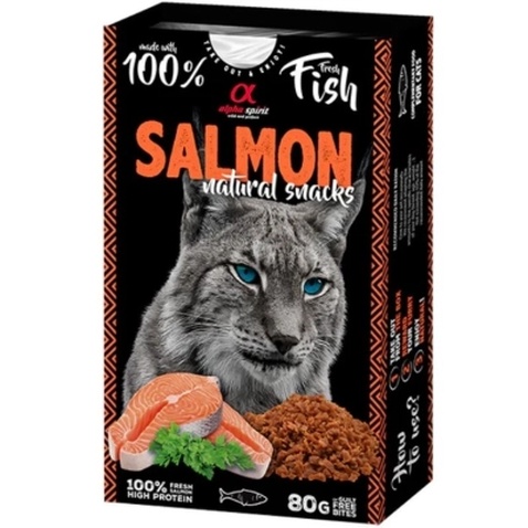 Ласощі для котів Alpha Spirit Cat Salmon Natural Snacks з лососем 80 г (8436586311773)