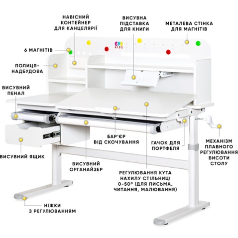 Парта Evo-kids Plus Grey (TH-360 WG/G Plus)