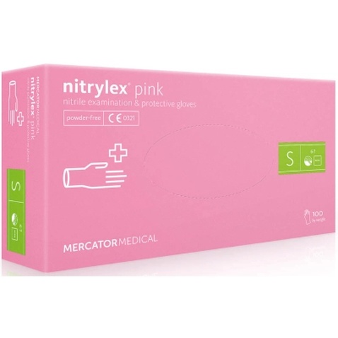 Медичні рукавички Mercator Medical Nitrylex Pink Нітрилові Неопудрені діагностичні Розмір S Рожеві 100 шт. (5906615035329)