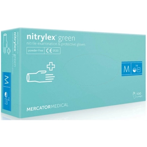 Медичні рукавички Mercator Medical Nitrylex Green Нітрилові Неопудрені діагностичні Розмір M Зелені 100 шт. (5906615027454)