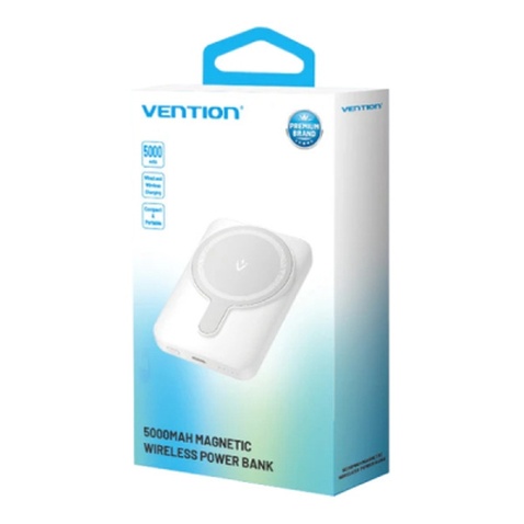 Батарея універсальна Vention Magnetic Wireless 5000mAh 20W 3A, PD USB-C, Light Indicator, White (FHSW0)