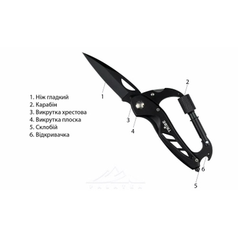 Ніж Tribe Carabiner Knife (T-MG-0014-black)