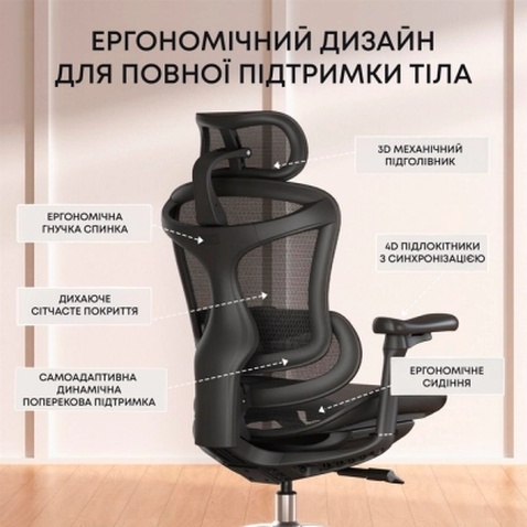 Офісне крісло Sihoo DORO C300L Mesh Black (DORO-C300L-A3-101)