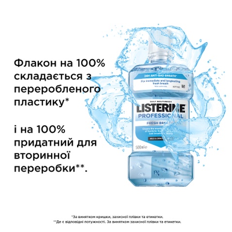 Ополіскувач для порожнини рота Listerine Professional Свіжий подих+ 500 мл (3574661860558)