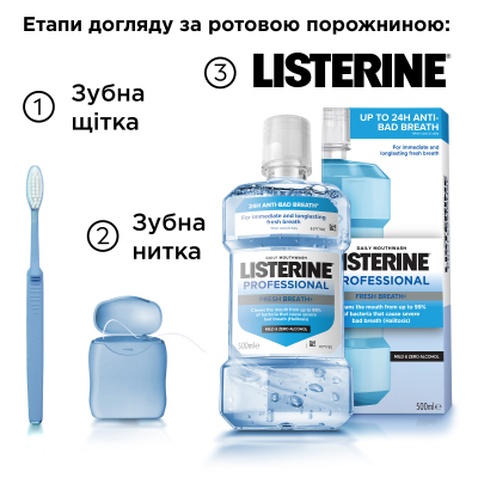 Ополіскувач для порожнини рота Listerine Professional Свіжий подих+ 500 мл (3574661860558)