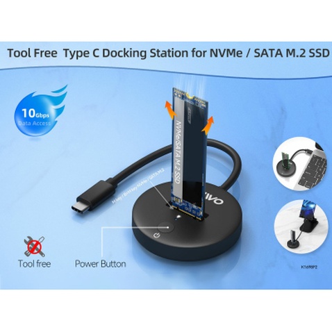 Док-станція для накопичувачів Maiwo M.2 NVMe/SATA SSD to USB3.2 Gen2 USB-C 10Gbps (K1698P2)