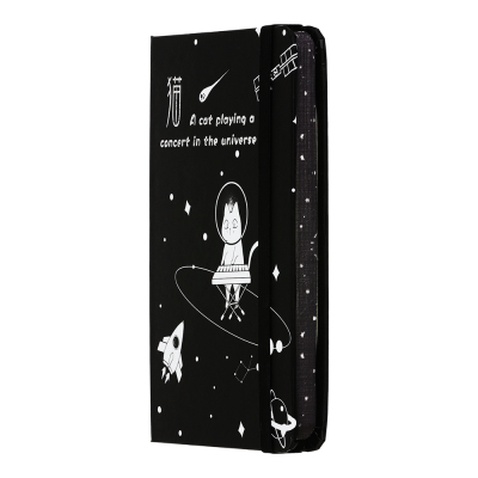 Книга записна ZiBi Cosmo A6 в клітинку тверда обкладинка на гумці 80 аркушів, чорна (ZB.116102)