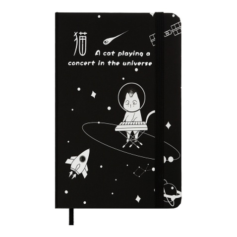 Книга записна ZiBi Cosmo A6 в клітинку тверда обкладинка на гумці 80 аркушів, чорна (ZB.116102)