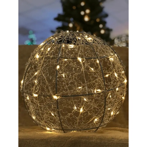 Прикраса декоративна Luca Lighting Куля Срібна D25 см 30 led (8718861660951)