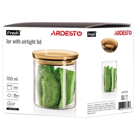 Банка Ardesto Fresh 700 мл, скло, пластик, прозорий (AR1307SFM)