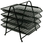 Лоток для паперів Axent горизонтальний 4-в-1, металевий, чорний (2129-01-A)