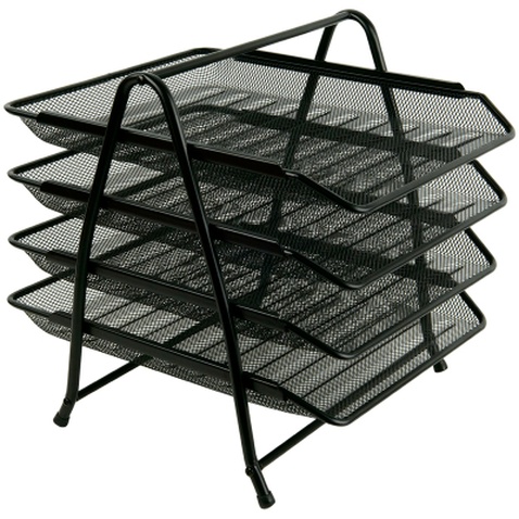 Лоток для паперів Axent горизонтальний 4-в-1, металевий, чорний (2129-01-A)